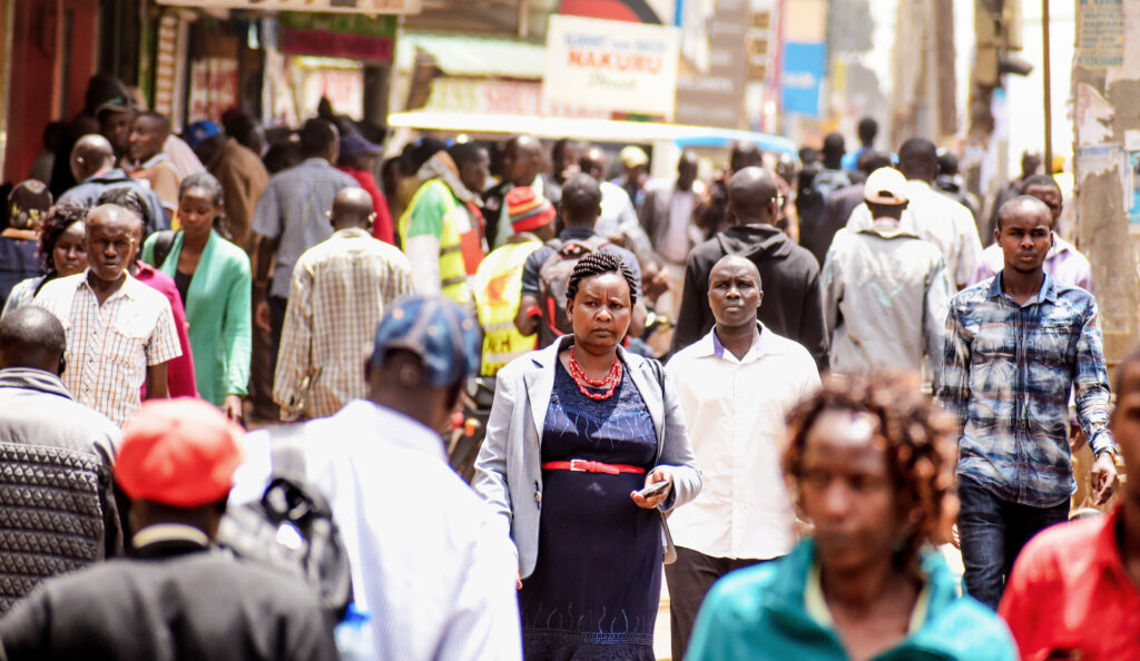 People walking in Nairobi, Kenya. 